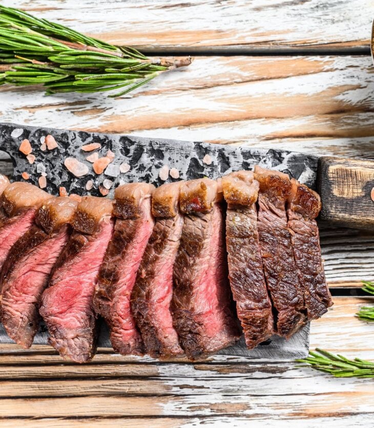 medium rare cooked top sirloin steak