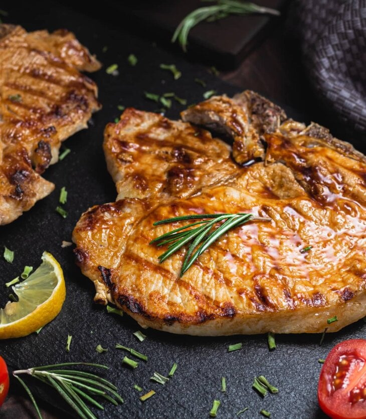 broiled pork steak