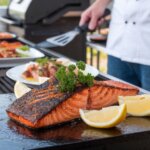 blackened salmon on a blackstone grill